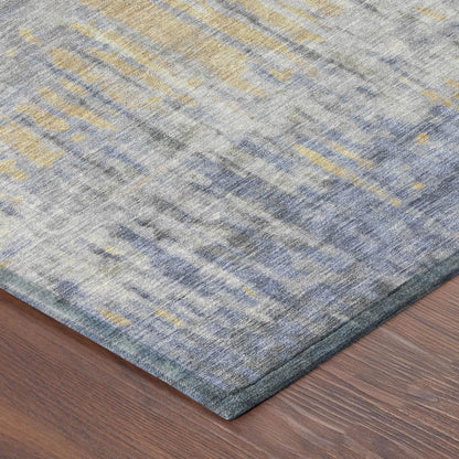 10' X 14' Denim Blue And Blue Abstract Washable Indoor Outdoor Area Rug HomeRoots