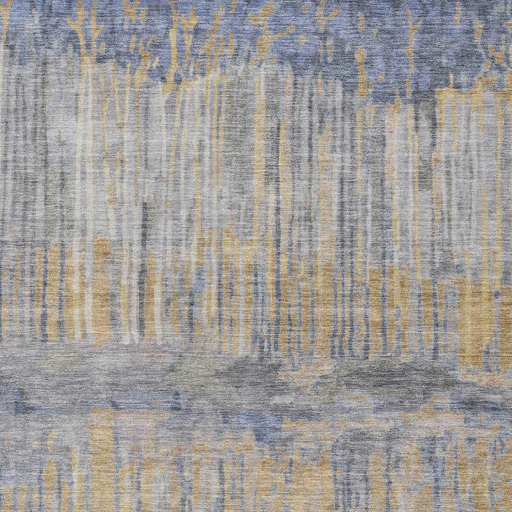 10' X 14' Denim Blue And Blue Abstract Washable Indoor Outdoor Area Rug HomeRoots