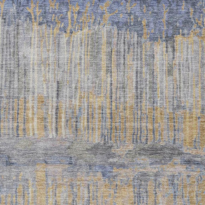 10' X 14' Denim Blue And Blue Abstract Washable Indoor Outdoor Area Rug HomeRoots