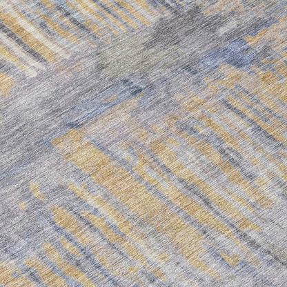 10' X 14' Denim Blue And Blue Abstract Washable Indoor Outdoor Area Rug HomeRoots