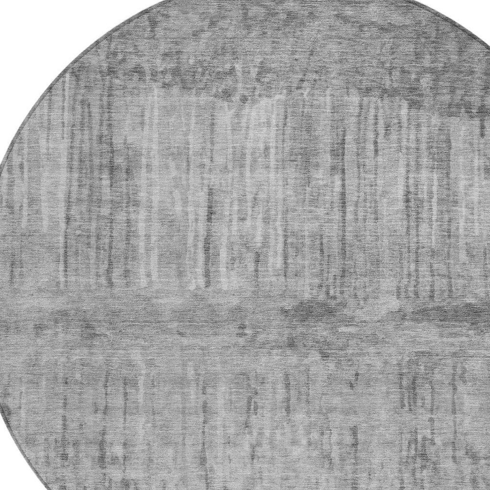 8' Gray And Silver Round Abstract Washable Indoor Outdoor Area Rug HomeRoots
