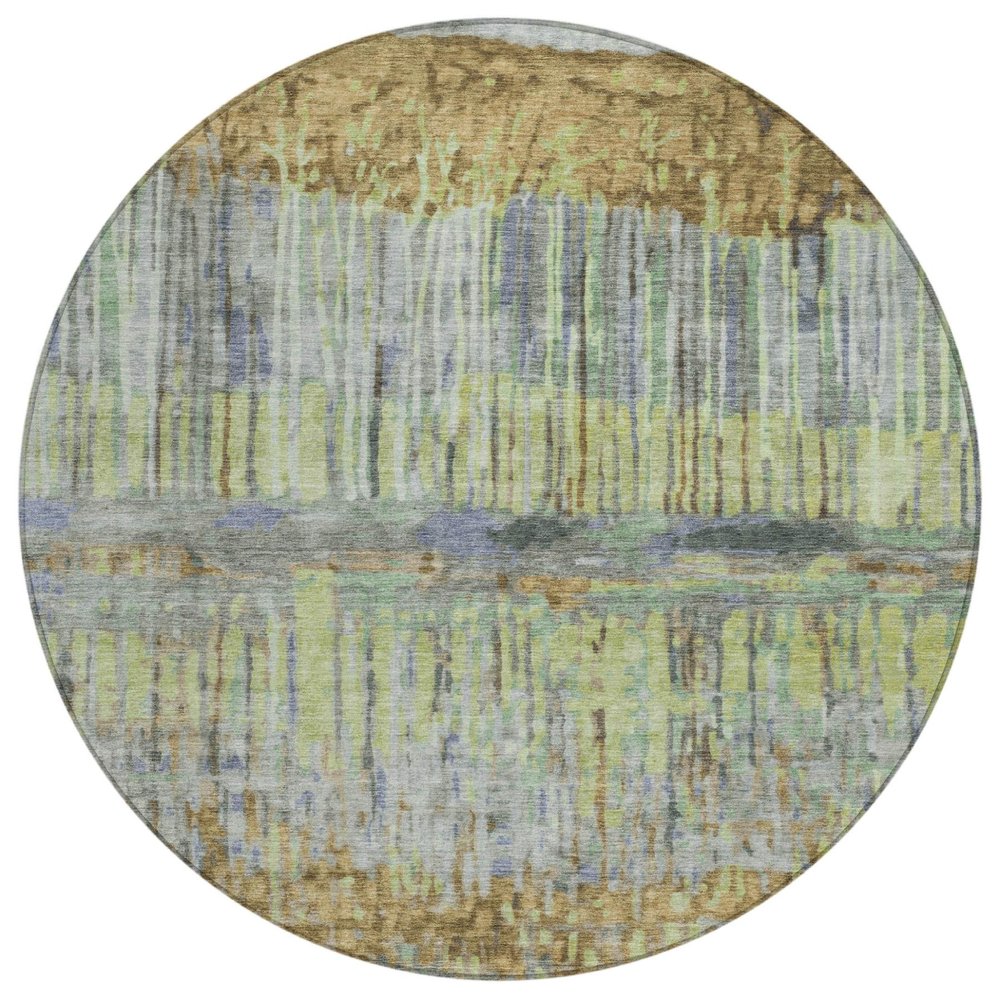 8' Khaki And Taupe Round Abstract Washable Indoor Outdoor Area Rug HomeRoots