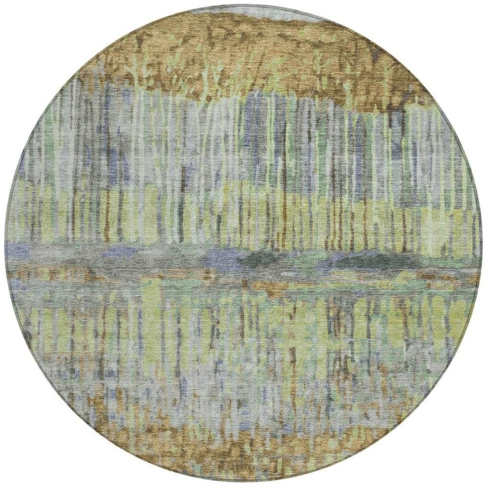 8' Khaki And Taupe Round Abstract Washable Indoor Outdoor Area Rug HomeRoots
