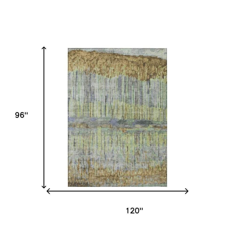 8' X 10' Khaki And Taupe Abstract Washable Indoor Outdoor Area Rug HomeRoots