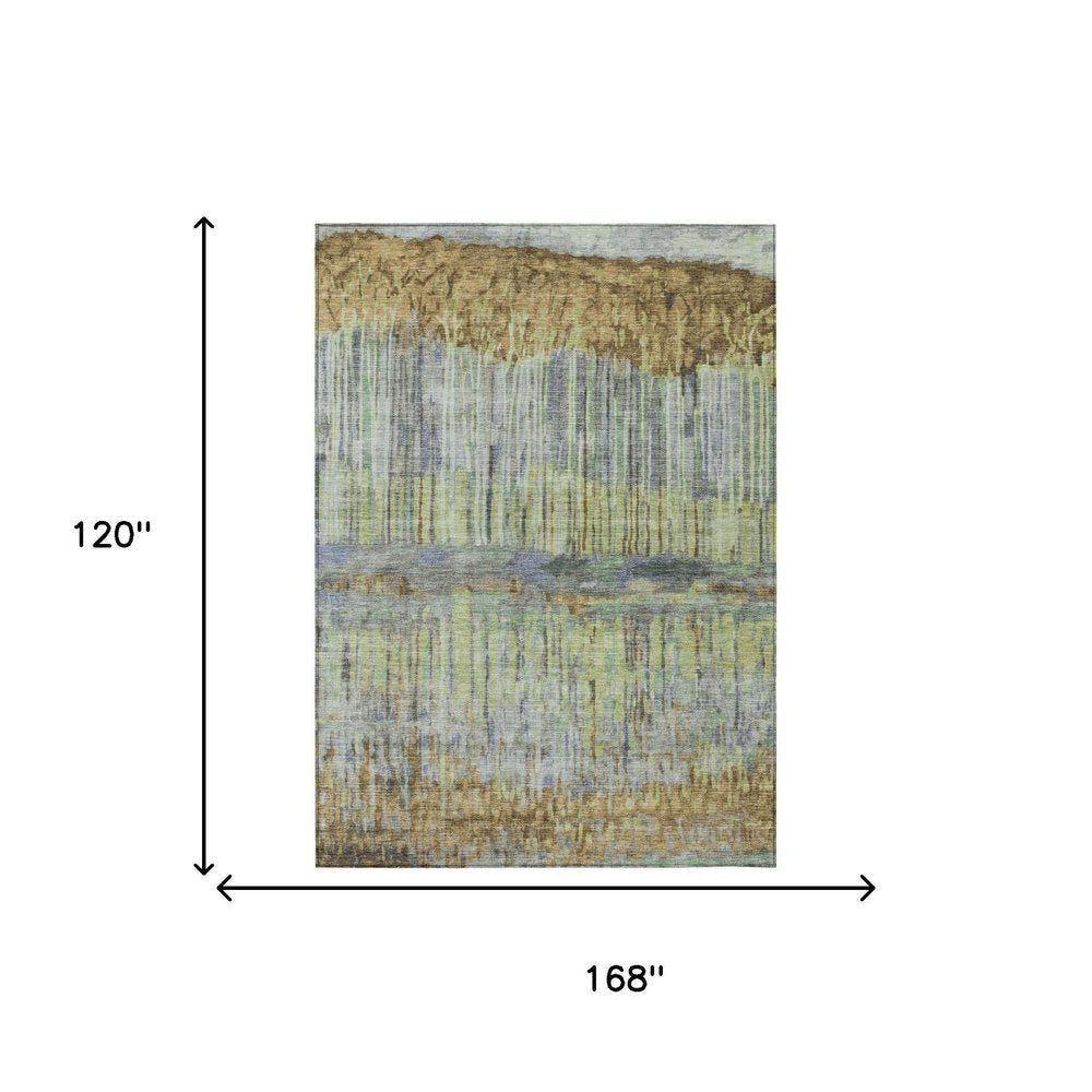 10' X 14' Khaki And Taupe Abstract Washable Indoor Outdoor Area Rug HomeRoots