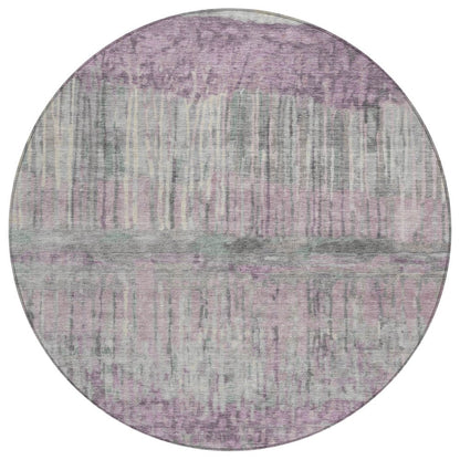 8' Lavender And Plum Round Abstract Washable Indoor Outdoor Area Rug HomeRoots