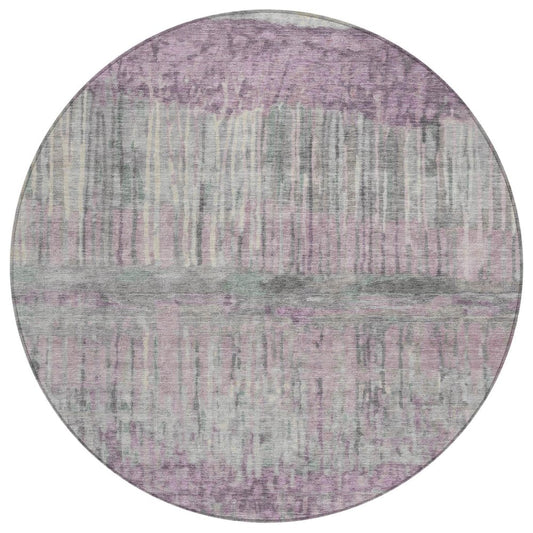 8' Lavender And Plum Round Abstract Washable Indoor Outdoor Area Rug HomeRoots