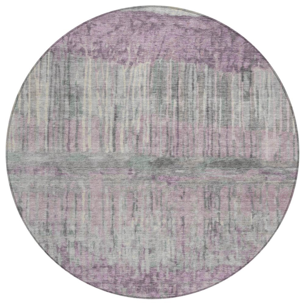 8' Lavender And Plum Round Abstract Washable Indoor Outdoor Area Rug HomeRoots