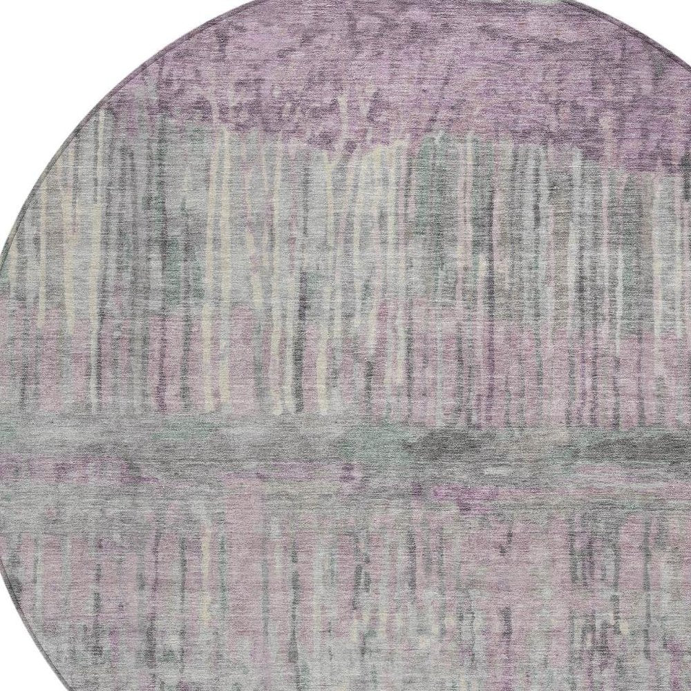 8' Lavender And Plum Round Abstract Washable Indoor Outdoor Area Rug HomeRoots