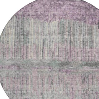 8' Lavender And Plum Round Abstract Washable Indoor Outdoor Area Rug HomeRoots