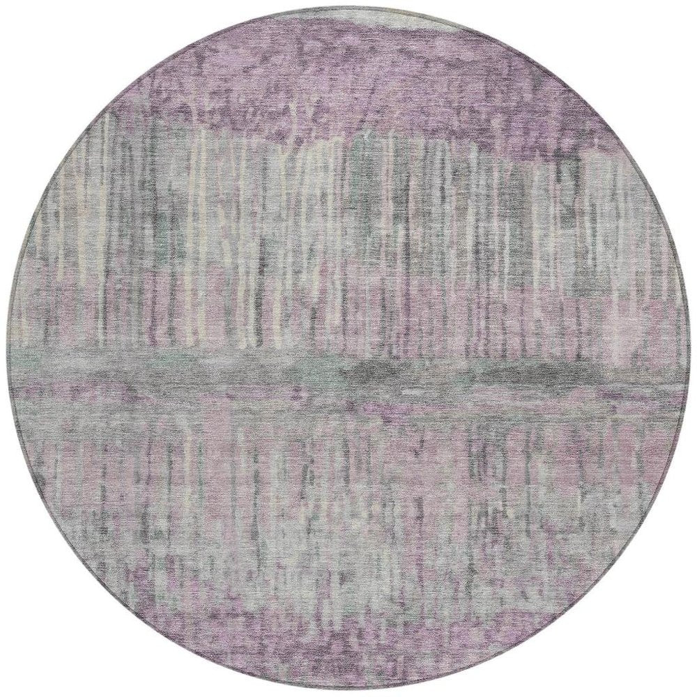8' Lavender And Plum Round Abstract Washable Indoor Outdoor Area Rug HomeRoots