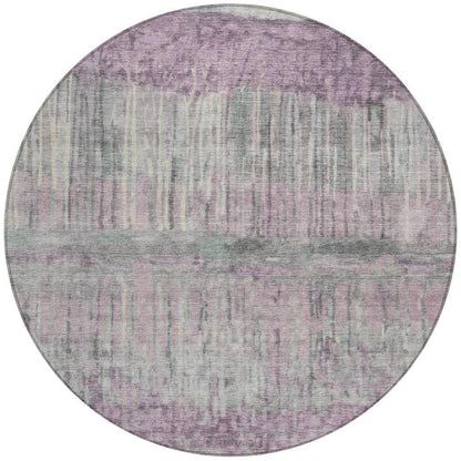 8' Lavender And Plum Round Abstract Washable Indoor Outdoor Area Rug HomeRoots