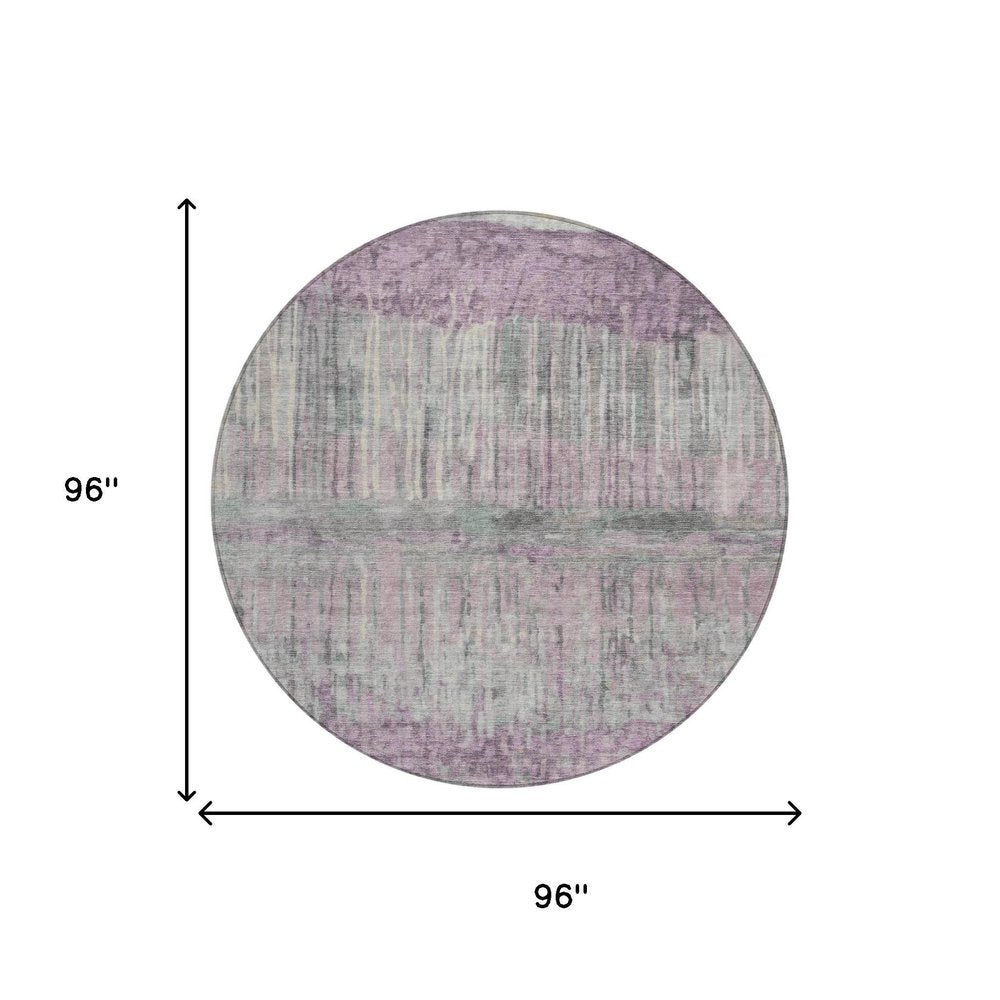 8' Lavender And Plum Round Abstract Washable Indoor Outdoor Area Rug HomeRoots