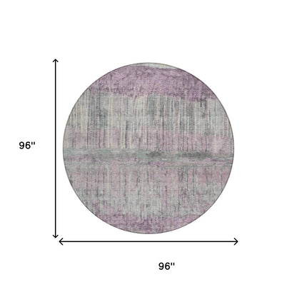 8' Lavender And Plum Round Abstract Washable Indoor Outdoor Area Rug HomeRoots