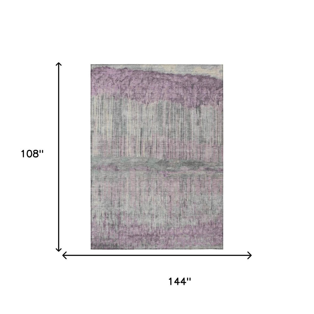 9' X 12' Lavender And Plum Abstract Washable Indoor Outdoor Area Rug HomeRoots