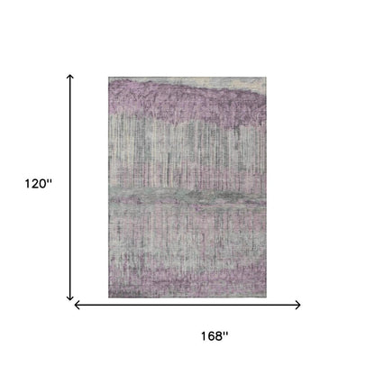 10' X 14' Lavender And Plum Abstract Washable Indoor Outdoor Area Rug HomeRoots