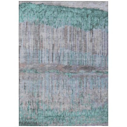 3' X 5' Teal Blue And Taupe Abstract Washable Indoor Outdoor Area Rug HomeRoots
