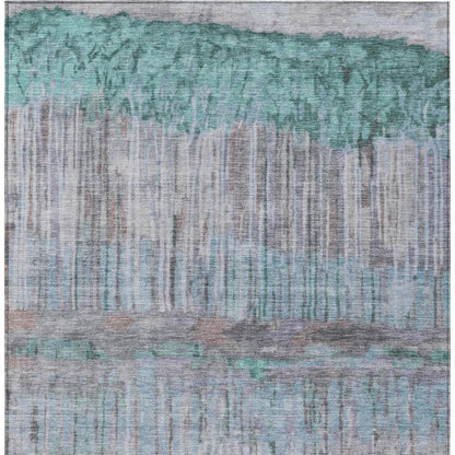3' X 5' Teal Blue And Taupe Abstract Washable Indoor Outdoor Area Rug HomeRoots