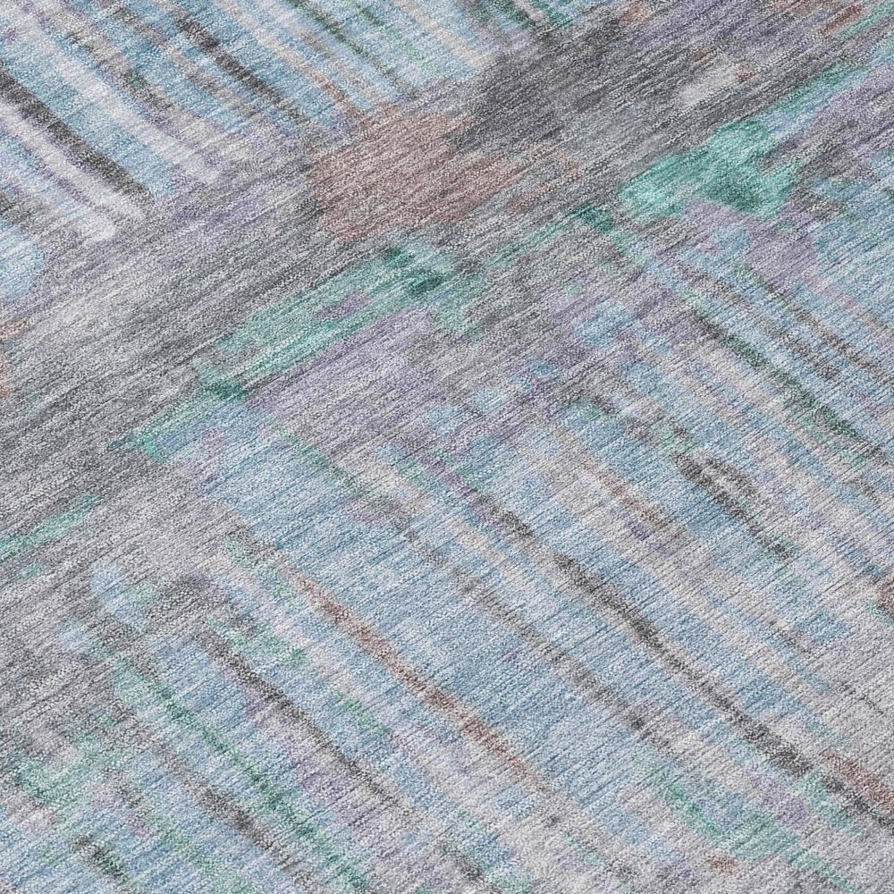3' X 5' Teal Blue And Taupe Abstract Washable Indoor Outdoor Area Rug HomeRoots