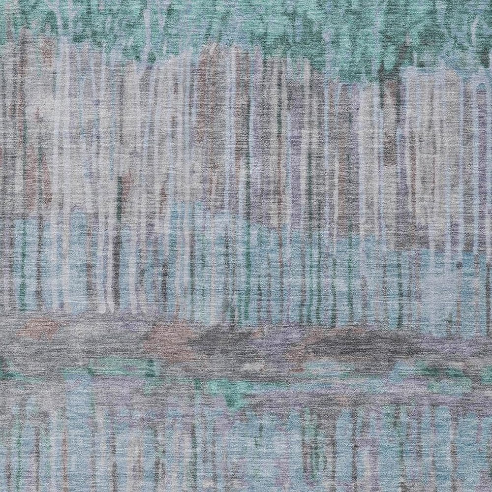 8' X 10' Teal Blue And Taupe Abstract Washable Indoor Outdoor Area Rug HomeRoots