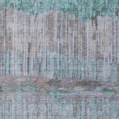 8' X 10' Teal Blue And Taupe Abstract Washable Indoor Outdoor Area Rug HomeRoots