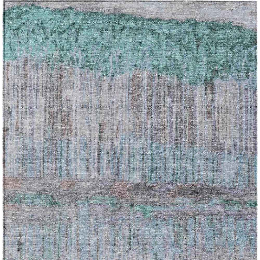 9' X 12' Teal Blue And Taupe Abstract Washable Indoor Outdoor Area Rug HomeRoots
