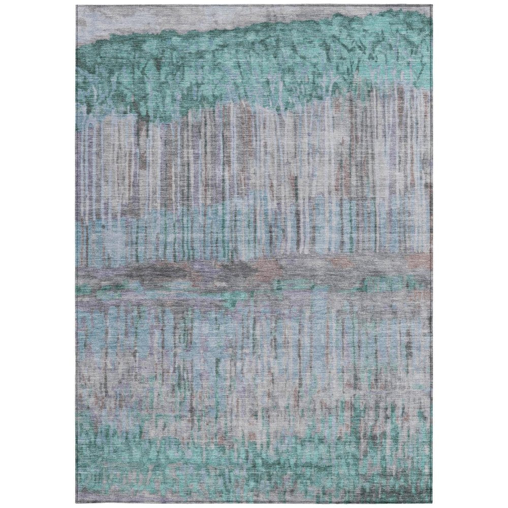 9' X 12' Teal Blue And Taupe Abstract Washable Indoor Outdoor Area Rug HomeRoots