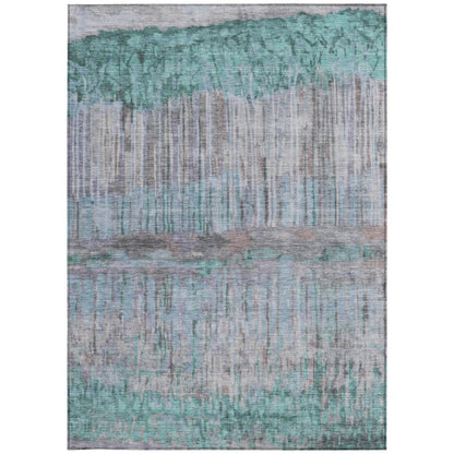 9' X 12' Teal Blue And Taupe Abstract Washable Indoor Outdoor Area Rug HomeRoots