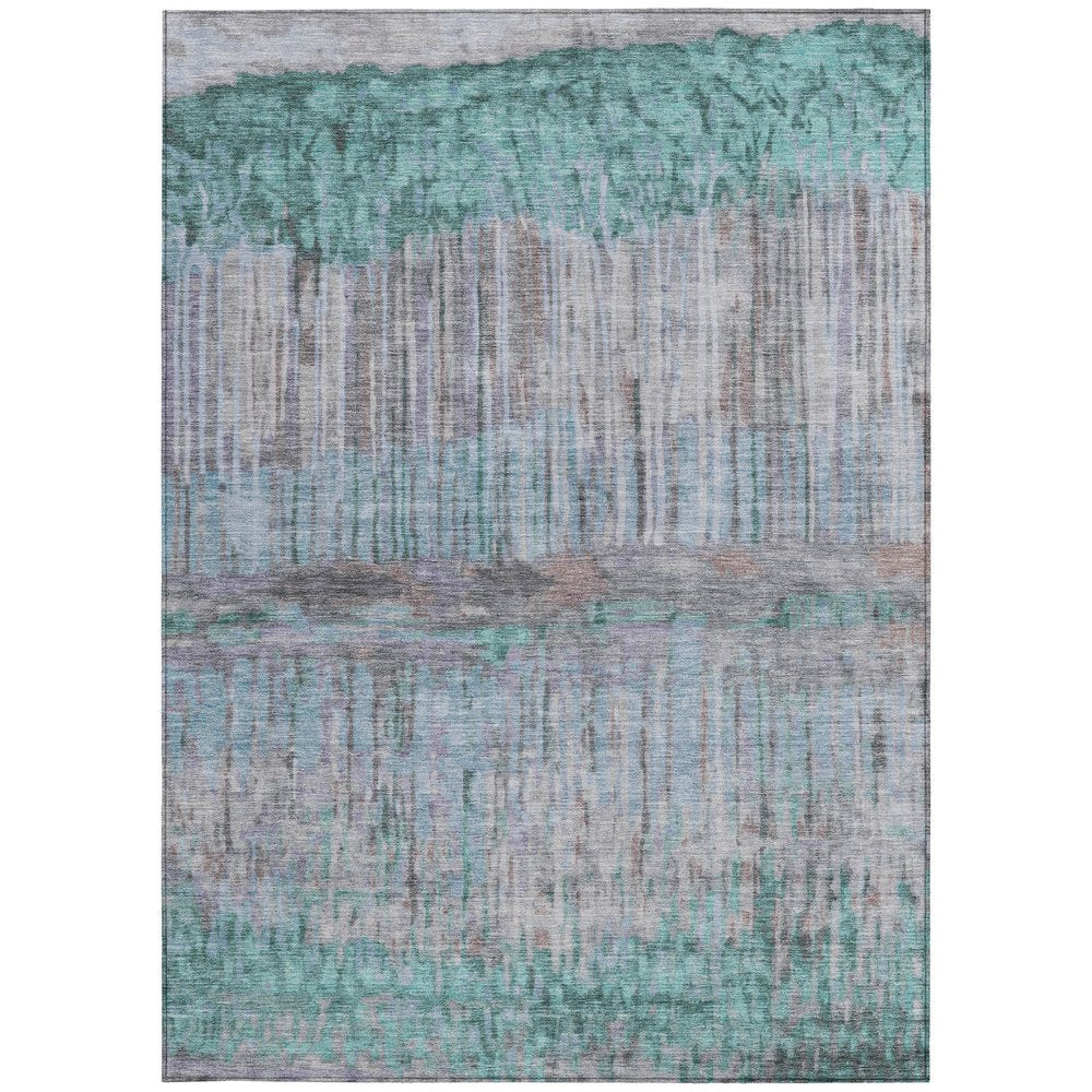 9' X 12' Teal Blue And Taupe Abstract Washable Indoor Outdoor Area Rug HomeRoots