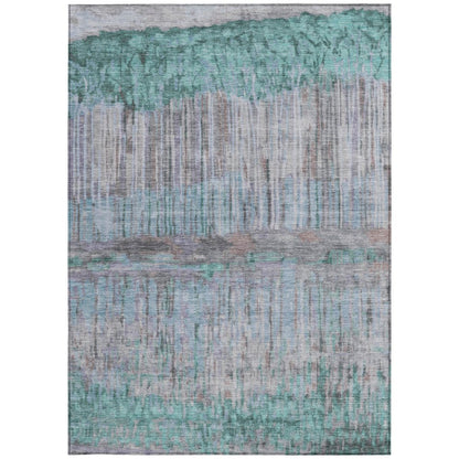 9' X 12' Teal Blue And Taupe Abstract Washable Indoor Outdoor Area Rug HomeRoots