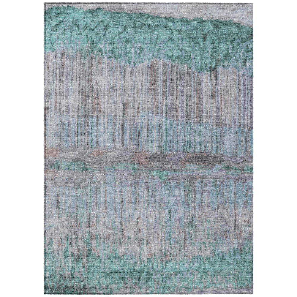 10' X 14' Teal Blue And Taupe Abstract Washable Indoor Outdoor Area Rug HomeRoots