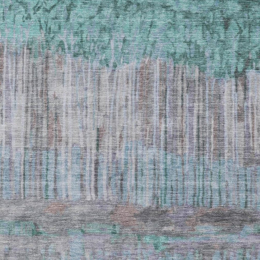 10' X 14' Teal Blue And Taupe Abstract Washable Indoor Outdoor Area Rug HomeRoots