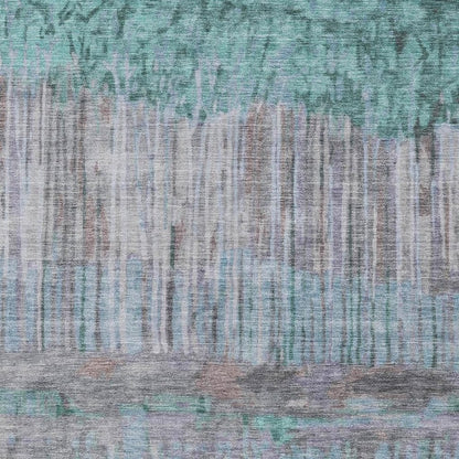 10' X 14' Teal Blue And Taupe Abstract Washable Indoor Outdoor Area Rug HomeRoots