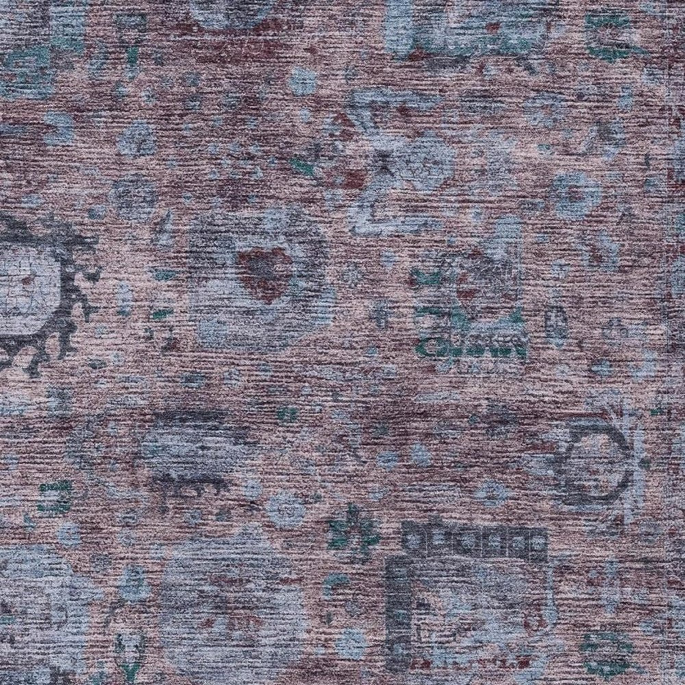 5' X 8' Plum And Brown Abstract Washable Indoor Outdoor Area Rug HomeRoots