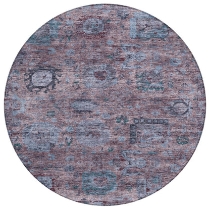 8' Plum And Brown Round Abstract Washable Indoor Outdoor Area Rug HomeRoots