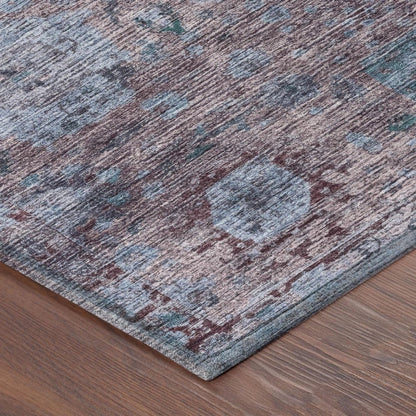 8' Plum And Brown Round Abstract Washable Indoor Outdoor Area Rug HomeRoots