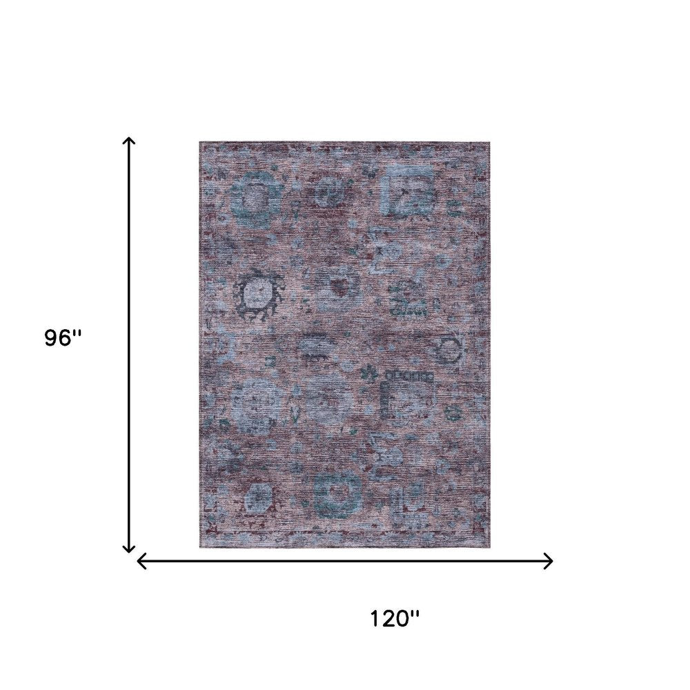 8' X 10' Plum And Brown Abstract Washable Indoor Outdoor Area Rug HomeRoots