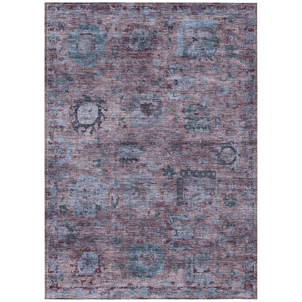 8' X 10' Plum And Brown Abstract Washable Indoor Outdoor Area Rug HomeRoots
