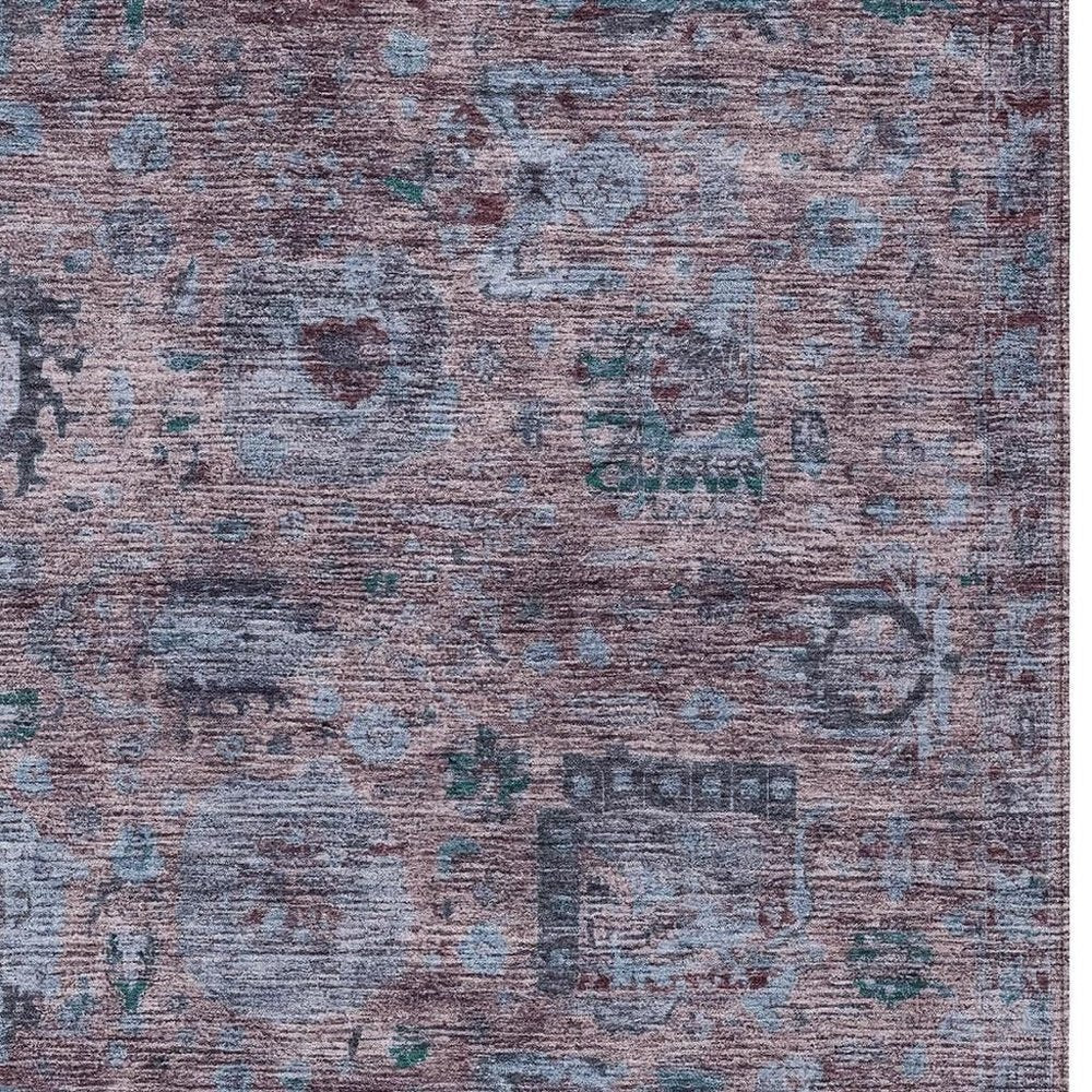 8' X 10' Plum And Brown Abstract Washable Indoor Outdoor Area Rug HomeRoots