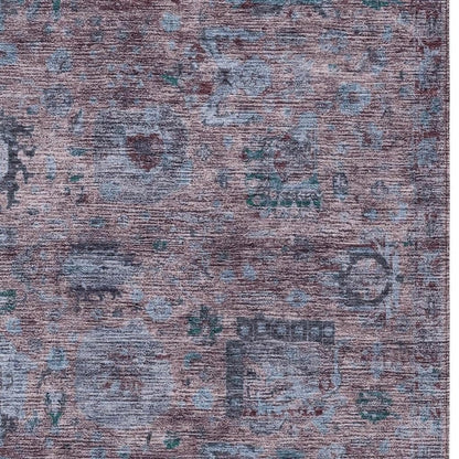 8' X 10' Plum And Brown Abstract Washable Indoor Outdoor Area Rug HomeRoots
