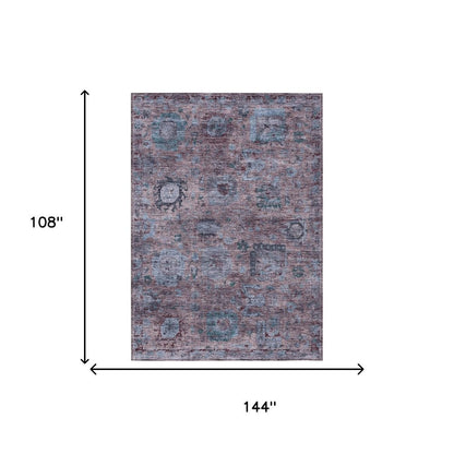 9' X 12' Plum And Brown Abstract Washable Indoor Outdoor Area Rug HomeRoots