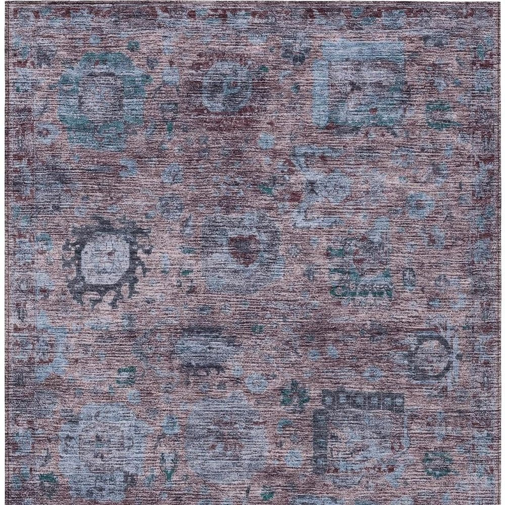 9' X 12' Plum And Brown Abstract Washable Indoor Outdoor Area Rug HomeRoots