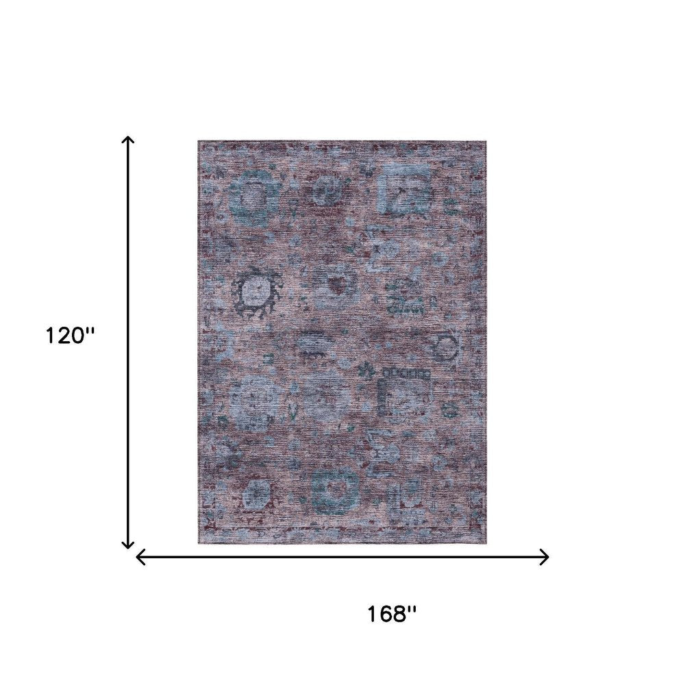 10' X 14' Plum And Brown Abstract Washable Indoor Outdoor Area Rug HomeRoots