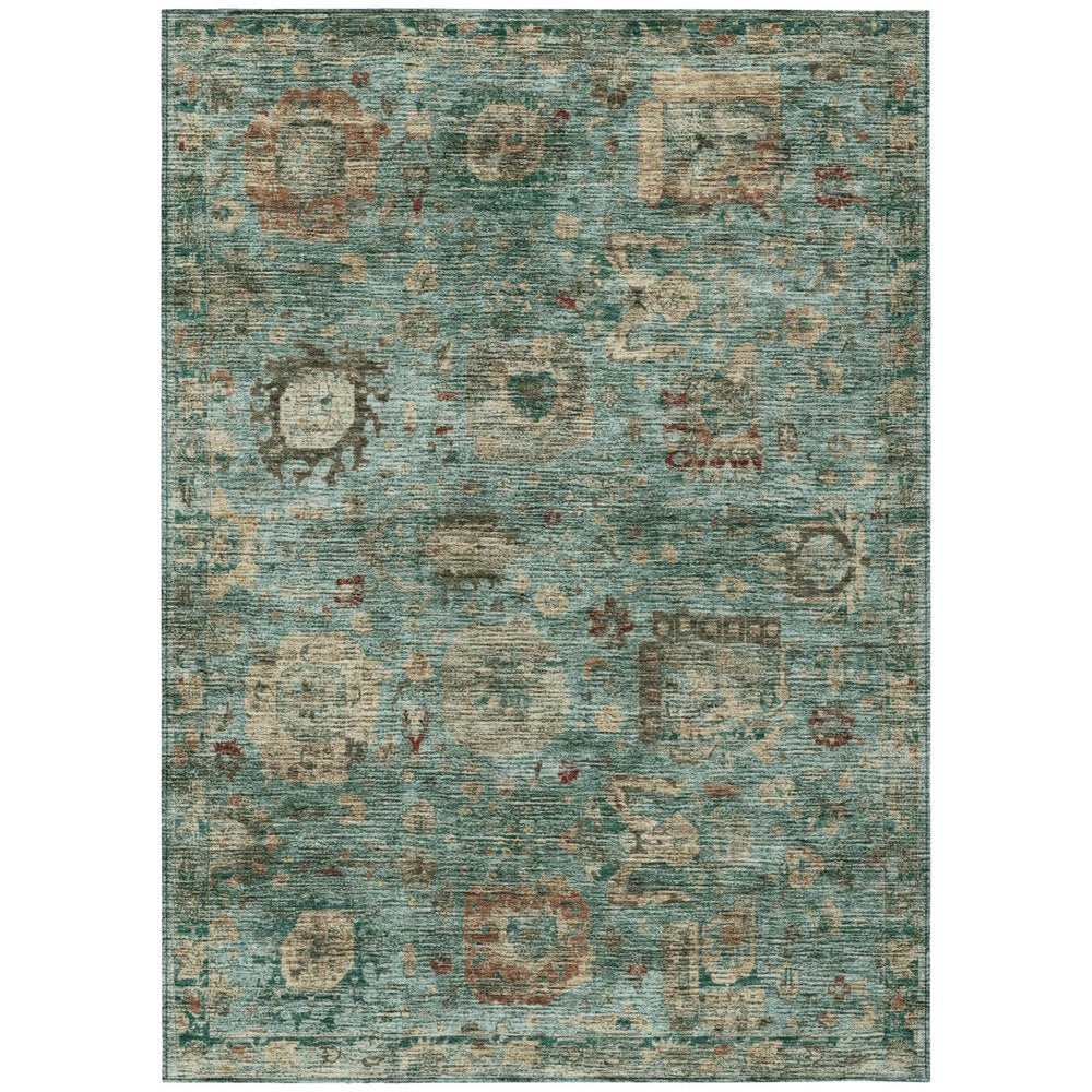 3' X 5' Blue And Teal Blue Abstract Washable Indoor Outdoor Area Rug HomeRoots