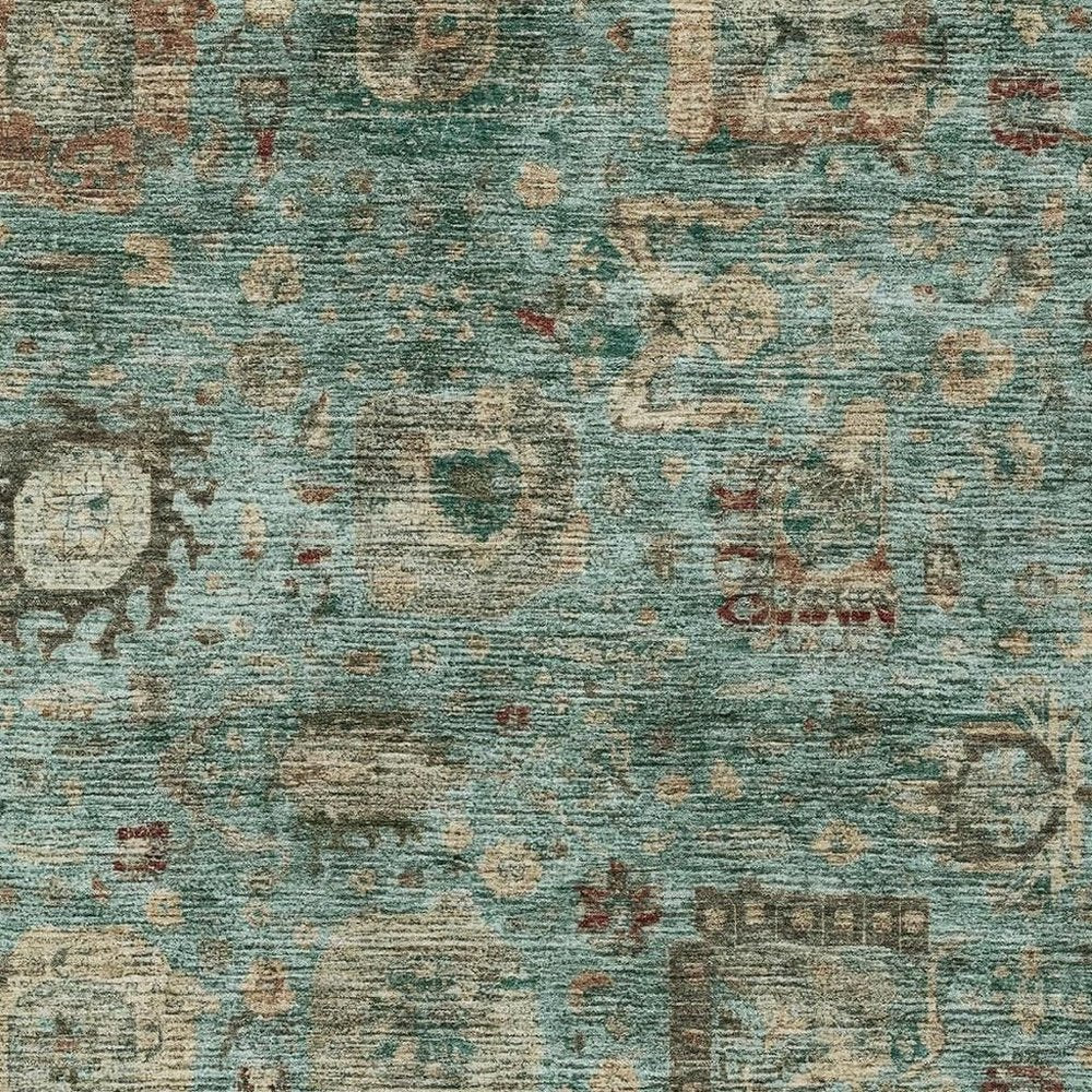 5' X 8' Blue And Teal Blue Abstract Washable Indoor Outdoor Area Rug HomeRoots