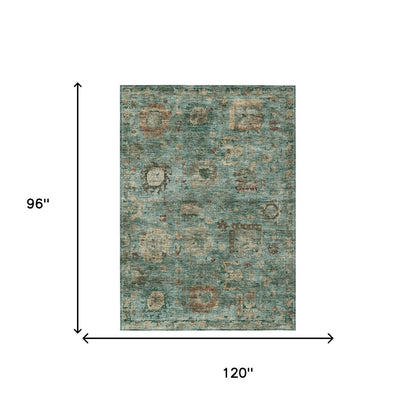 8' X 10' Blue And Teal Blue Abstract Washable Indoor Outdoor Area Rug HomeRoots