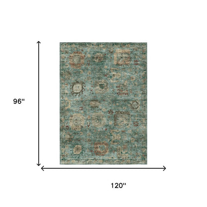 8' X 10' Blue And Teal Blue Abstract Washable Indoor Outdoor Area Rug HomeRoots