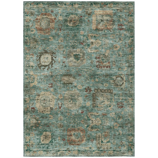 8' X 10' Blue And Teal Blue Abstract Washable Indoor Outdoor Area Rug HomeRoots