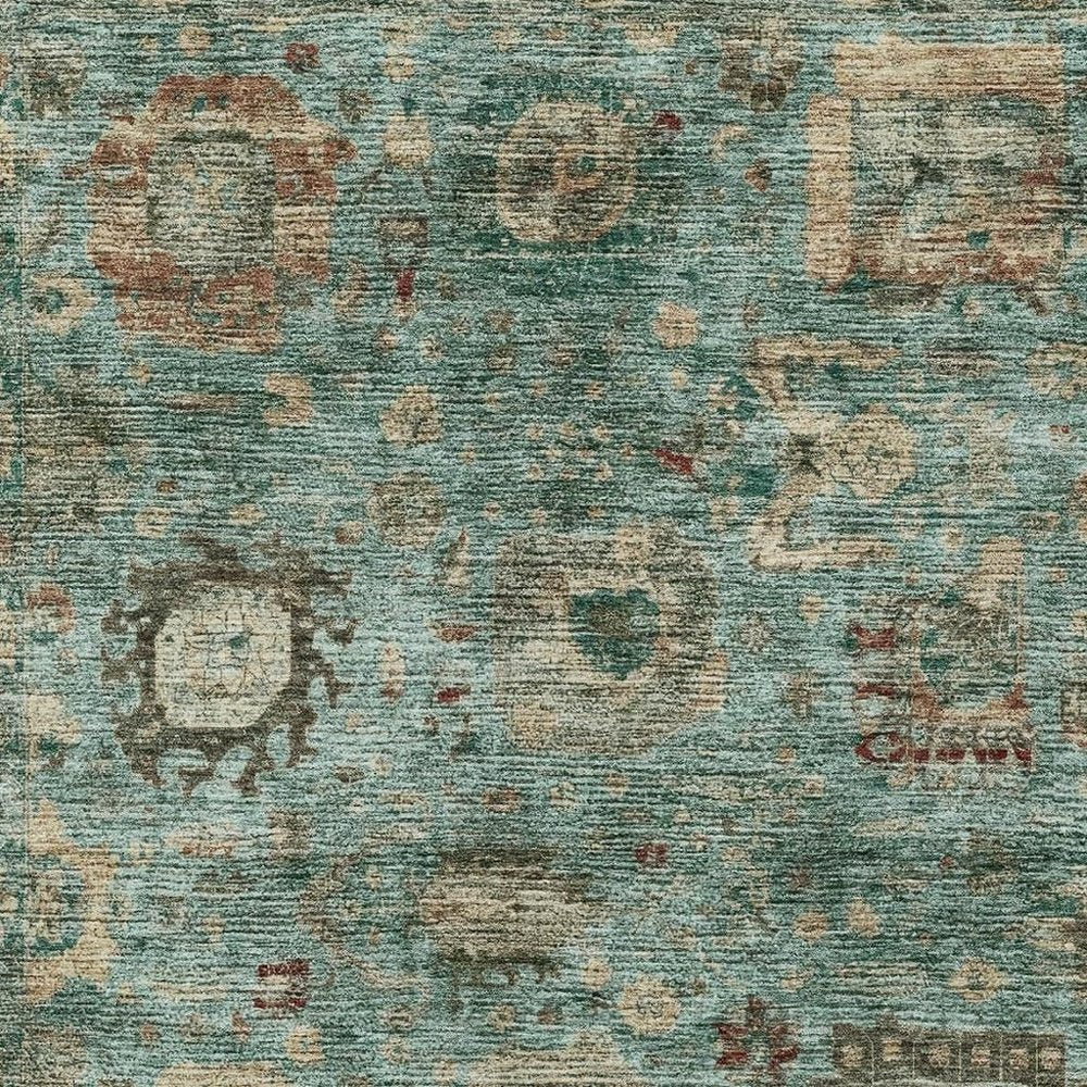 8' X 10' Blue And Teal Blue Abstract Washable Indoor Outdoor Area Rug HomeRoots