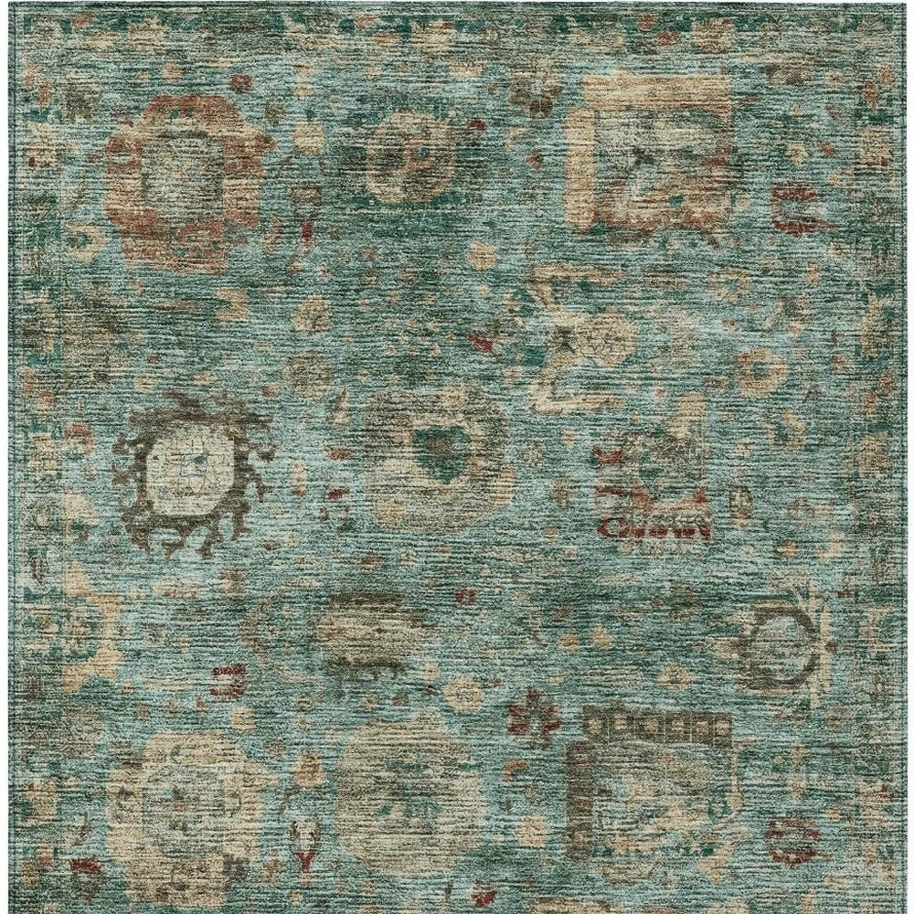 8' X 10' Blue And Teal Blue Abstract Washable Indoor Outdoor Area Rug HomeRoots